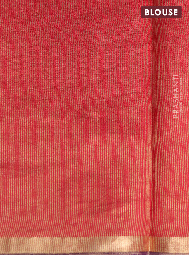 Chiniya silk saree violet and red with parrot zari woven buttas and zari woven piping border