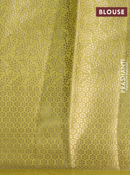 Chiniya silk saree lime yellow with zari woven buttas and zari woven border