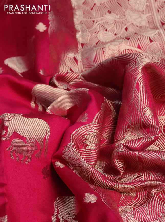 Chiniya silk saree pink and violet with zari woven buttas and zari woven border