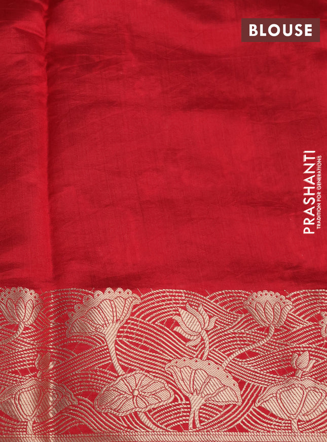 Chiniya silk saree green and red with zari woven buttas and zari woven border
