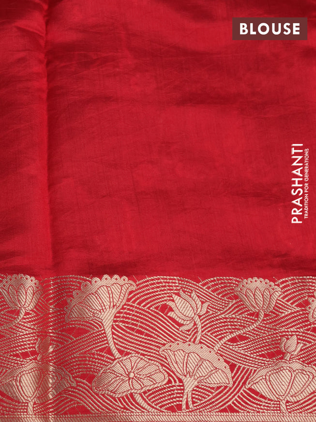 Chiniya silk saree green and red with zari woven buttas and zari woven border