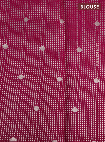 Chiniya silk saree light pink and pink with silver & gold zari weaves in borderless style