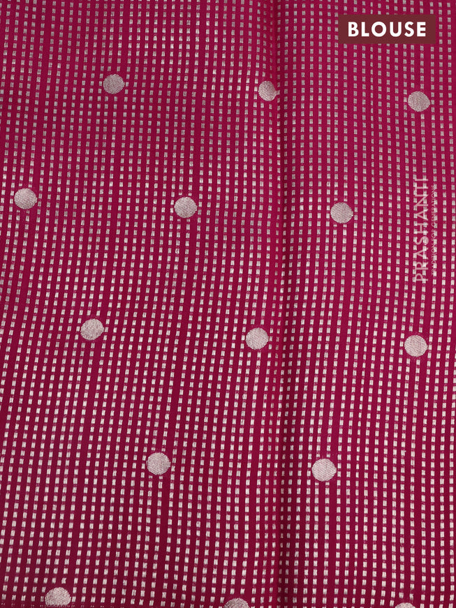 Chiniya silk saree light pink and pink with silver & gold zari weaves in borderless style