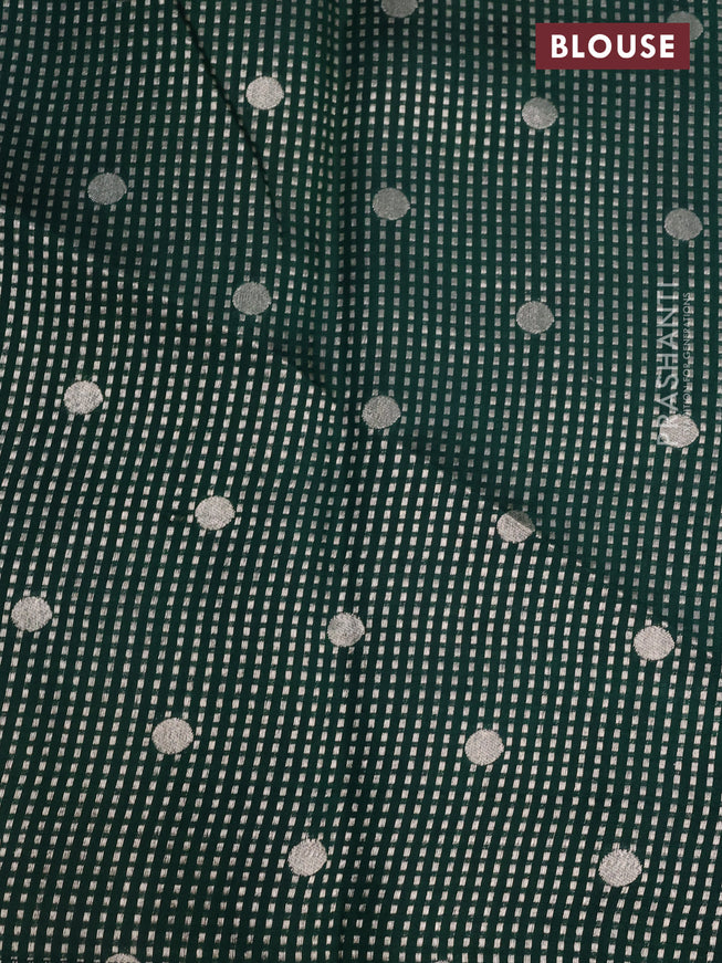 Chiniya silk saree light green and dark green with silver & gold zari weaves in borderless style