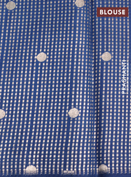 Chiniya silk saree light blue and peacock blue with silver & gold zari weaves in borderless style