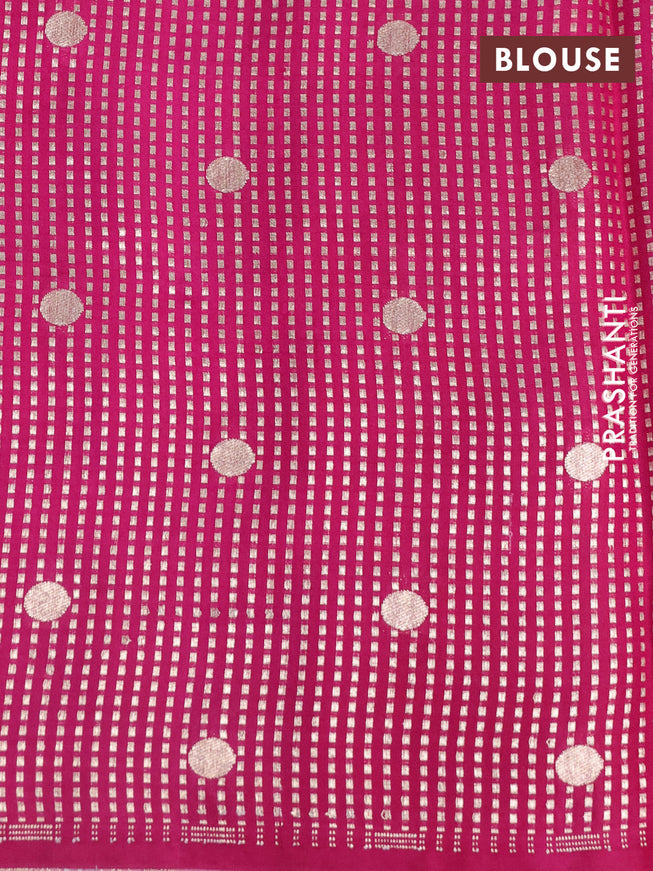 Chiniya silk saree light pink and pink with silver & gold zari weaves in borderless style