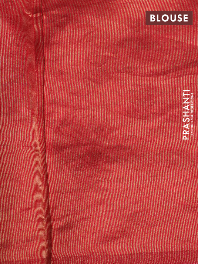 Chiniya silk saree green and red with pichwai zari woven buttas in borderless style