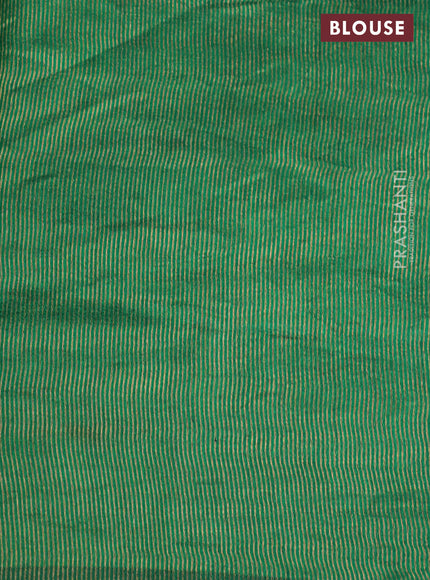 Chiniya silk saree red and green with horse zari woven buttas in borderless style