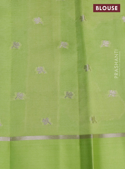Banarasi poona silk saree green and pista green with allover zari woven mina weaves and zari woven simple border
