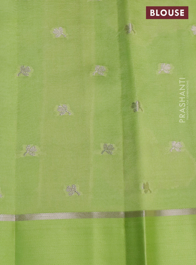 Banarasi poona silk saree green and pista green with allover zari woven mina weaves and zari woven simple border