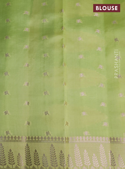 Banarasi poona silk saree green and pista green with allover mina weaves and zari woven border