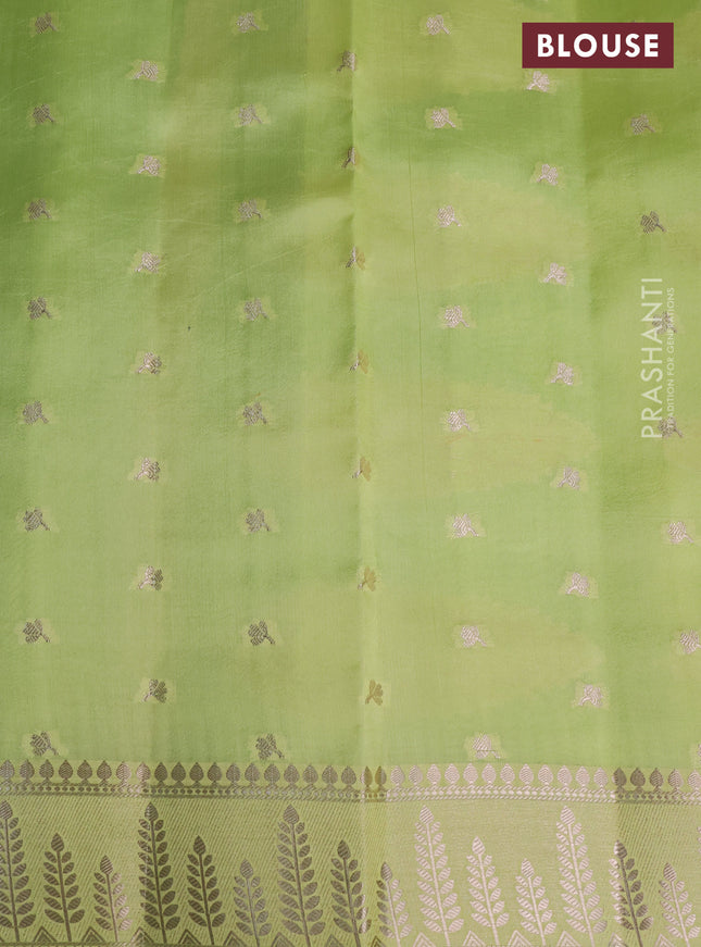 Banarasi poona silk saree green and pista green with allover mina weaves and zari woven border