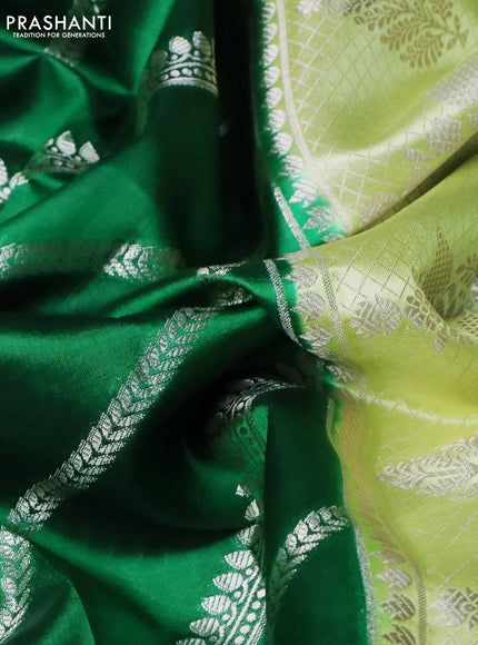 Banarasi poona silk saree green and light green with allover zari weaves and zari woven border