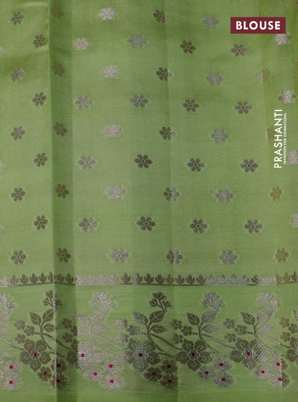 Banarasi poona silk saree green and light green with allover zari weaves and zari woven border