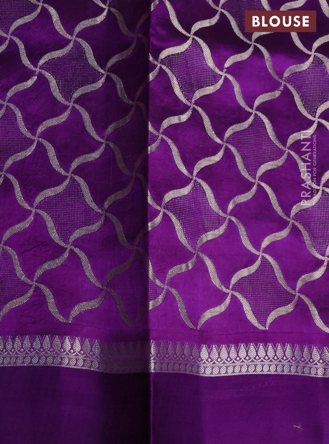 Banarasi poona silk saree pink and violet with zari woven floral buttas and zari woven border