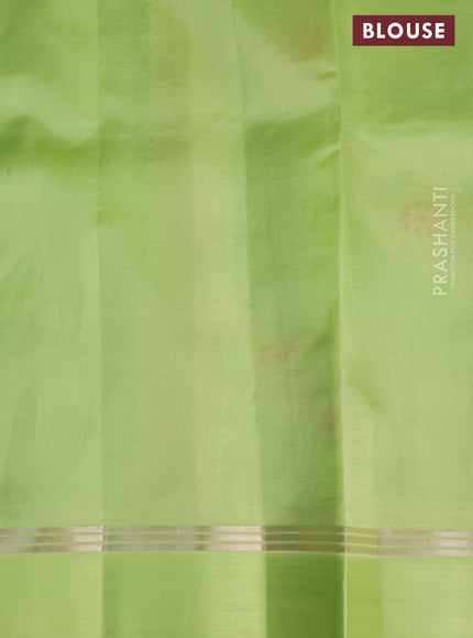 Banarasi poona silk saree green and light green with thread & zari woven geometric buttas and zari woven simple border