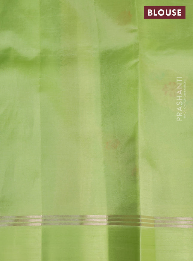 Banarasi poona silk saree green and light green with thread & zari woven geometric buttas and zari woven simple border