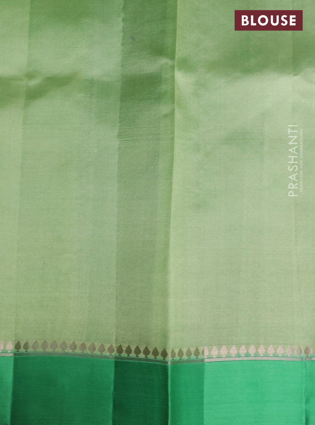 Banarasi poona silk saree light green and green with allover zari weaves and simple border