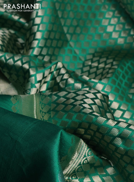 Banarasi poona silk saree green and violet with zari woven floral buttas and zari woven border