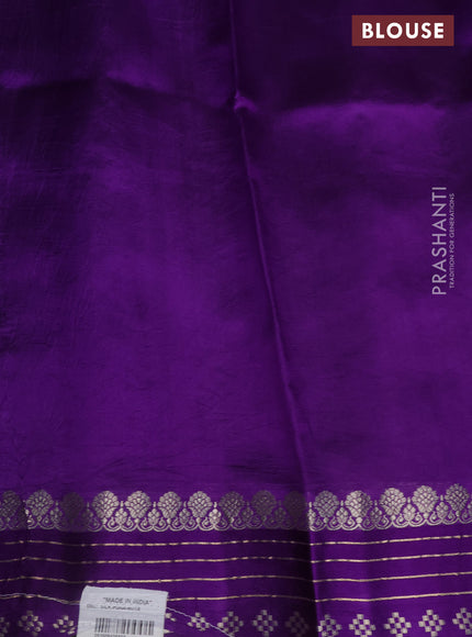 Banarasi poona silk saree green and violet with zari woven floral buttas and zari woven border