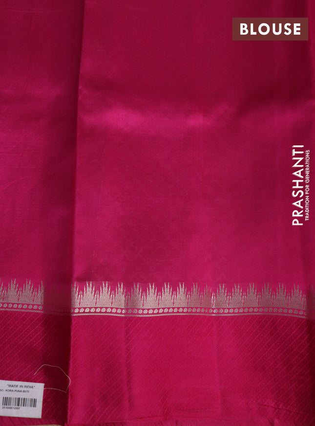 Banarasi poona silk saree pink with zari woven buttas and zari woven simple border