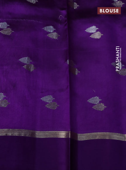 Banarasi poona silk saree pink with silver & gold zari woven buttas and zari woven simple border