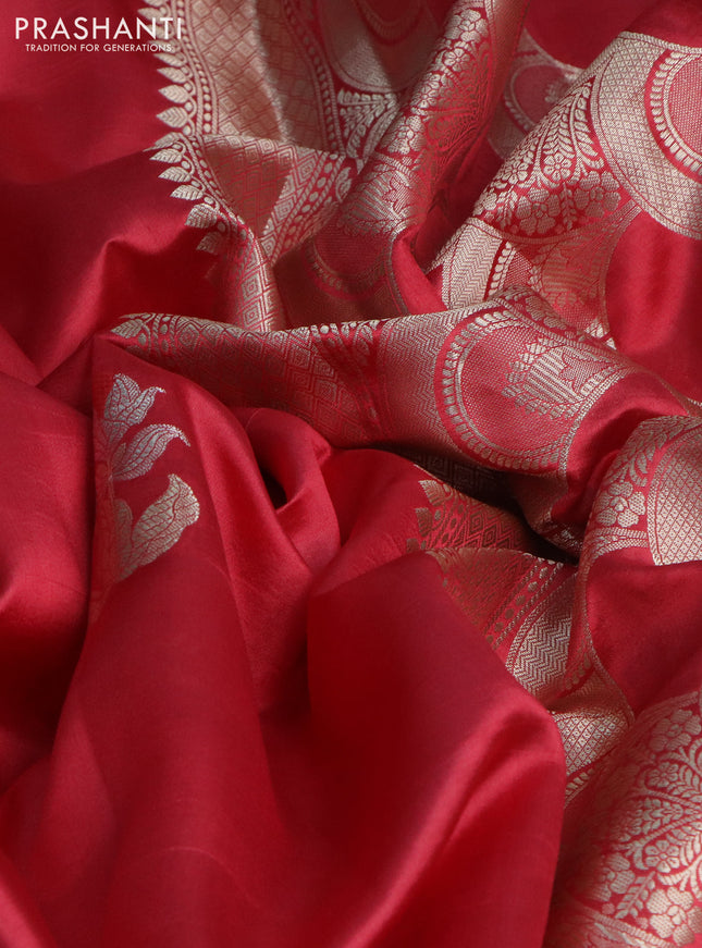 Banarasi poona silk saree red with zari woven buttas and zari woven butta border