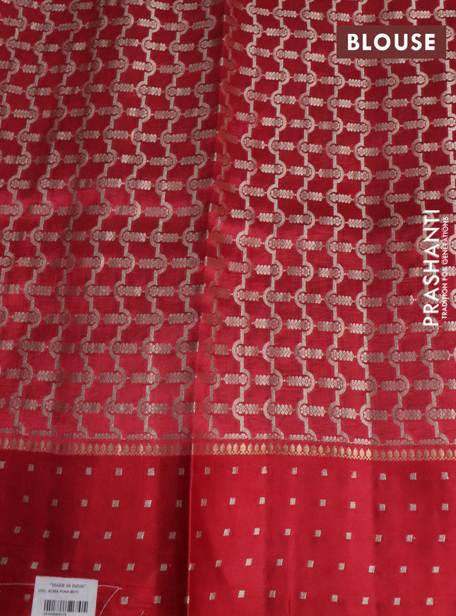Banarasi poona silk saree red with zari woven buttas and zari woven butta border