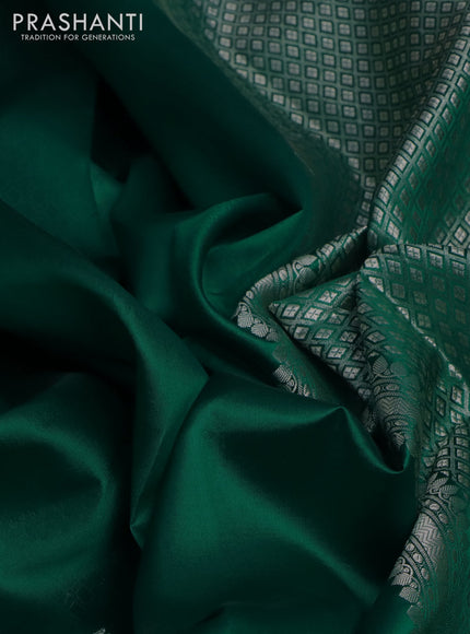 Banarasi poona silk saree green and violet with zari woven floral buttas and zari woven border