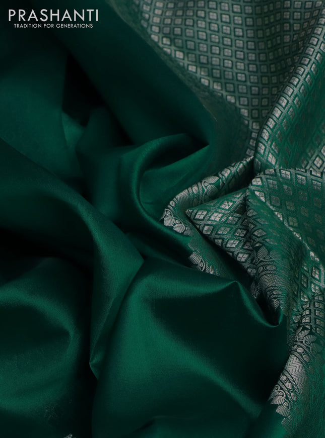 Banarasi poona silk saree green and violet with zari woven floral buttas and zari woven border