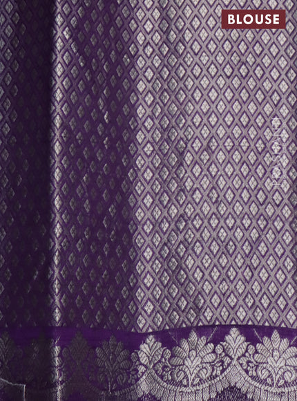 Banarasi poona silk saree green and violet with zari woven floral buttas and zari woven border