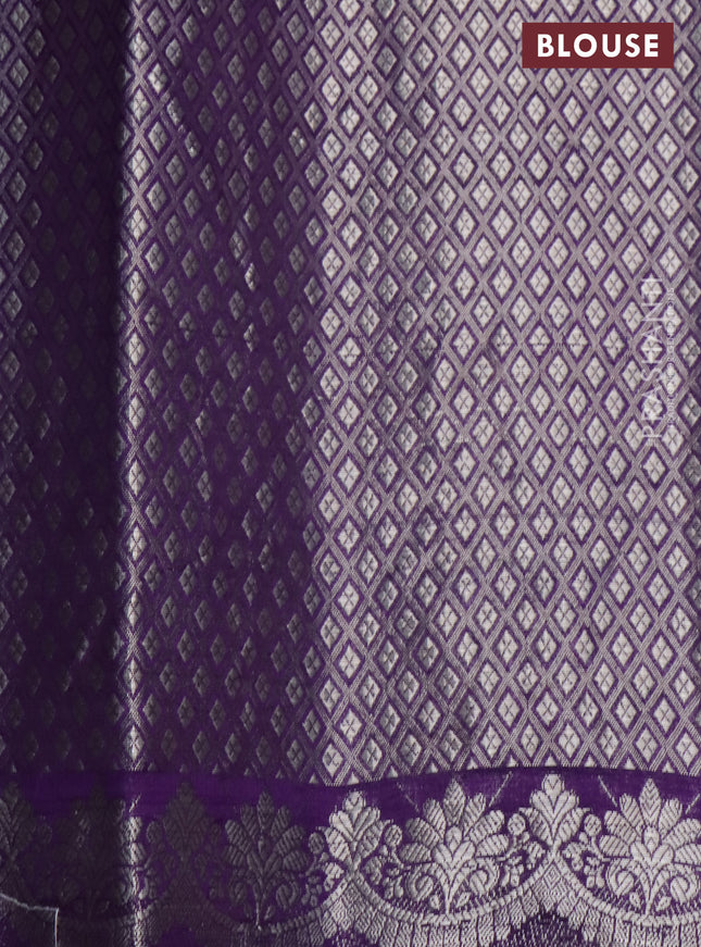Banarasi poona silk saree green and violet with zari woven floral buttas and zari woven border