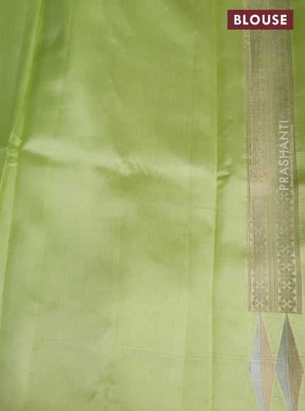 Banarasi poona silk saree pista green with zari woven floral buttas and zari woven butta border