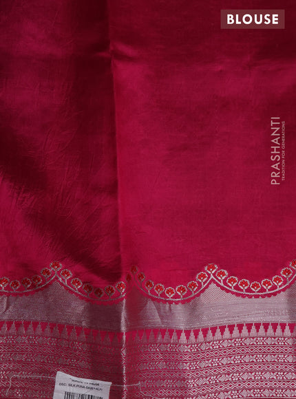 Banarasi poona silk saree violet with allover silver zari woven brocade weaves and zari woven border