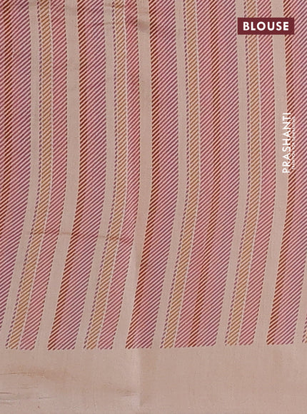 Chiniya silk saree sandal with zari woven buttas & digital prints and zari woven border