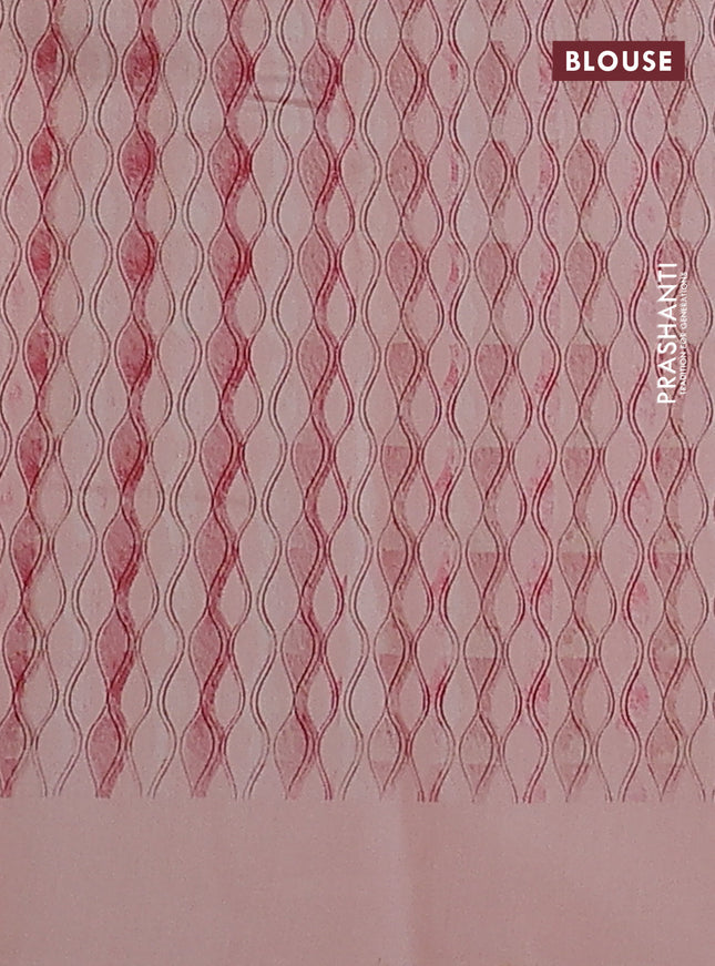 Chiniya silk saree peach orange and peach pink with zari woven buttas & digital prints and zari woven border