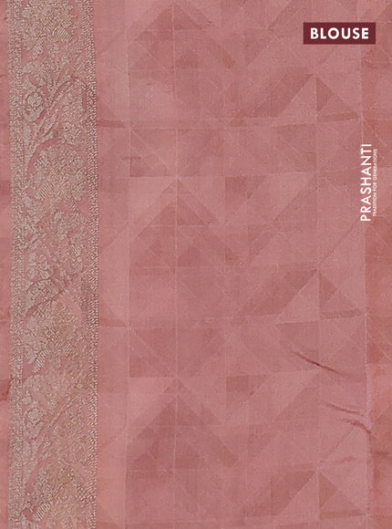 Chiniya silk saree peach shade with zari woven buttas & digital prints and zari woven border