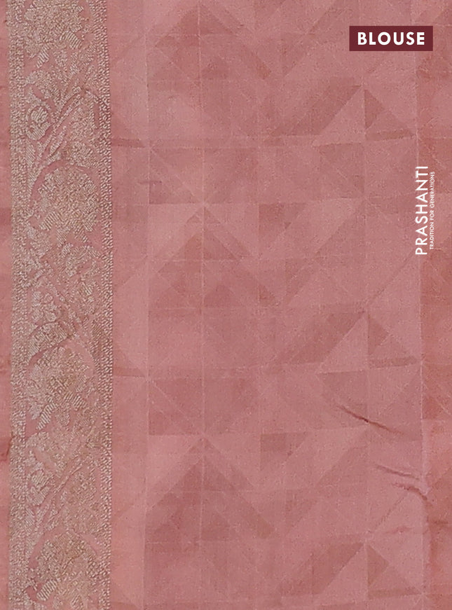 Chiniya silk saree peach shade with zari woven buttas & digital prints and zari woven border