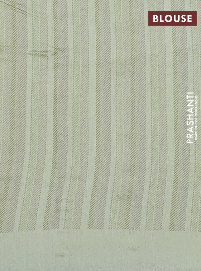 Chiniya silk saree pista green with zari woven buttas & digital prints and zari woven border