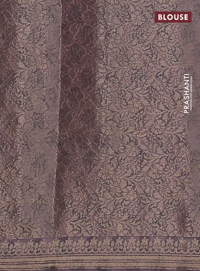 Chiniya silk saree lavender shade with zari woven buttas & digital prints and zari woven border