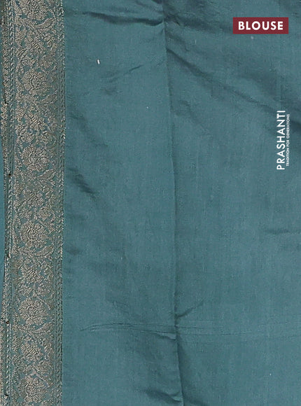 Chiniya silk saree pastel blue with zari woven buttas & digital prints and zari woven border