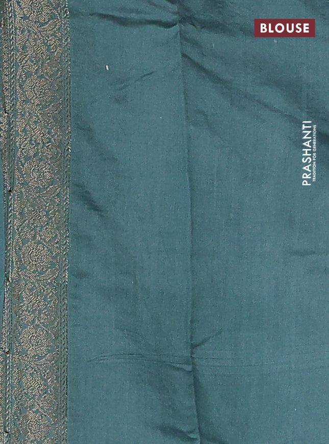 Chiniya silk saree pastel blue with zari woven buttas & digital prints and zari woven border