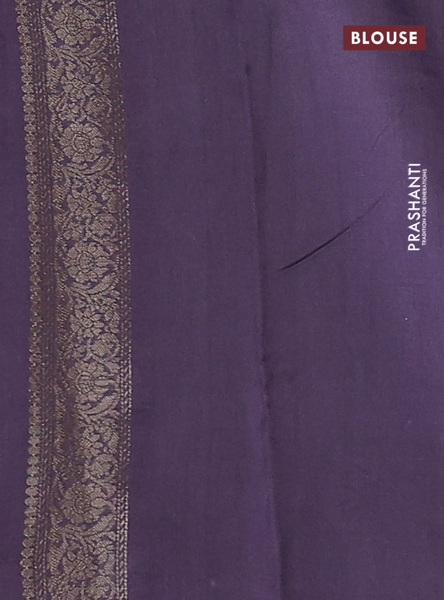 Chiniya silk saree violet with zari woven buttas & digital prints and zari woven border