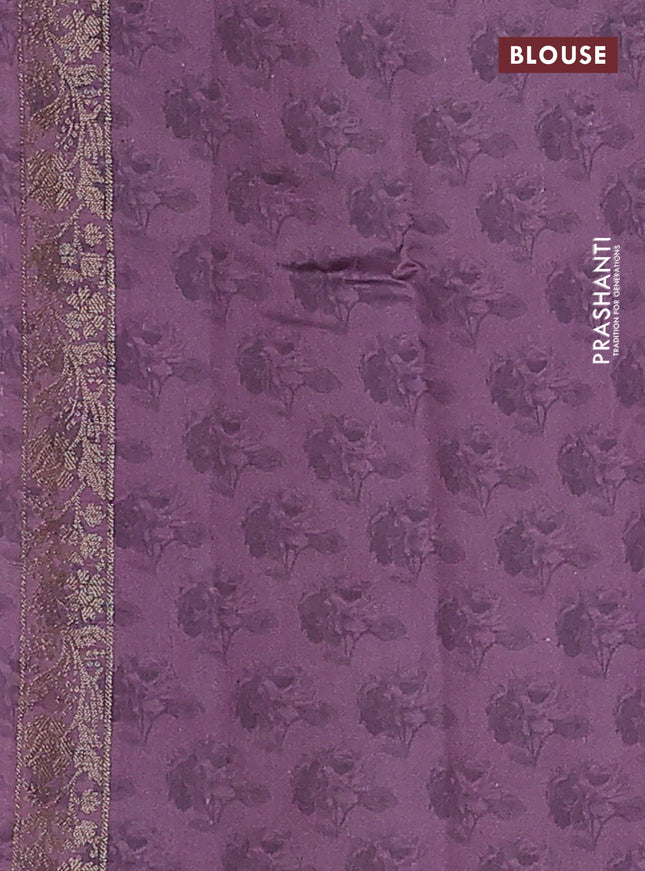 Chiniya silk saree pastel blue and lavender shade with zari woven buttas & digital prints and zari woven border