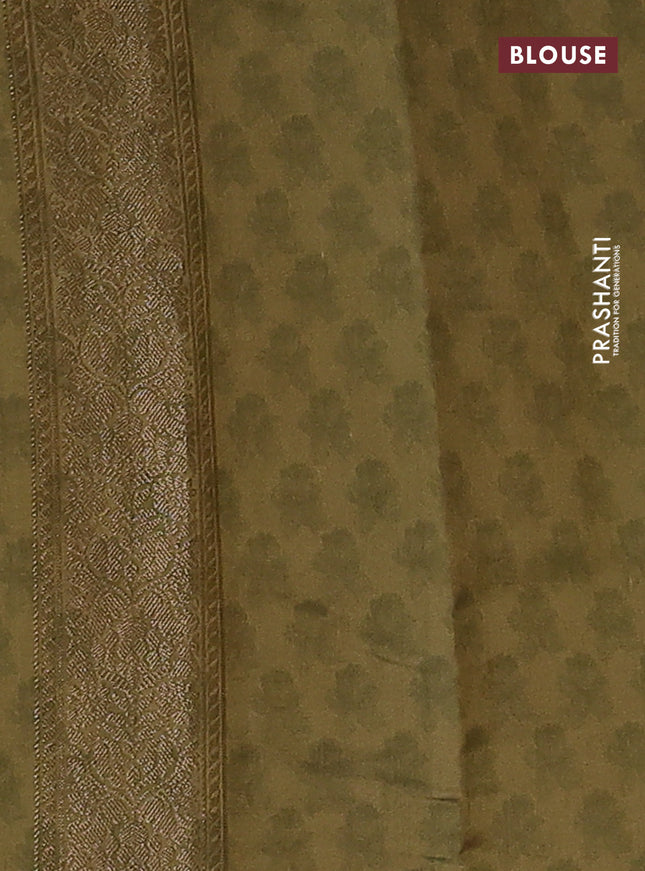 Chiniya silk saree mustard yellow with zari woven buttas & digital prints and zari woven border