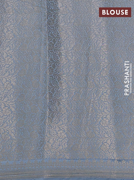 Chiniya silk saree peach shade and pastel blue with woven buttas & digital prints and zari woven border