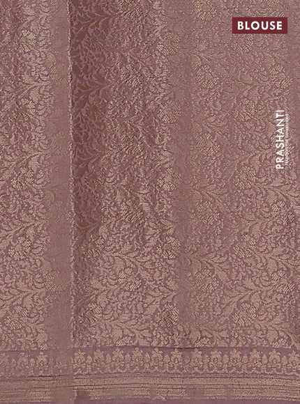 Chiniya silk saree pastel blue and mauve pink with woven buttas & digital prints and zari woven border