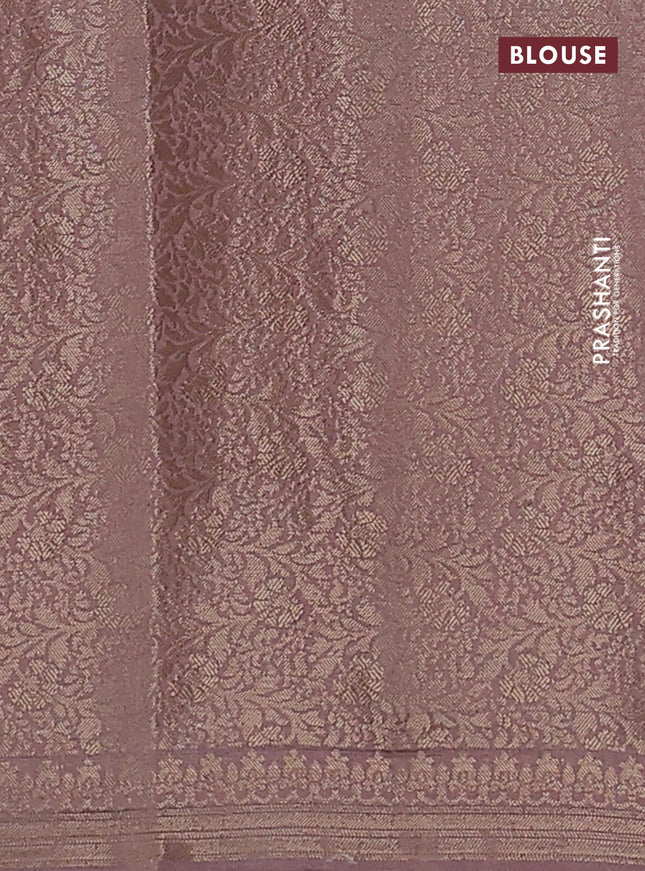 Chiniya silk saree pastel blue and mauve pink with woven buttas & digital prints and zari woven border