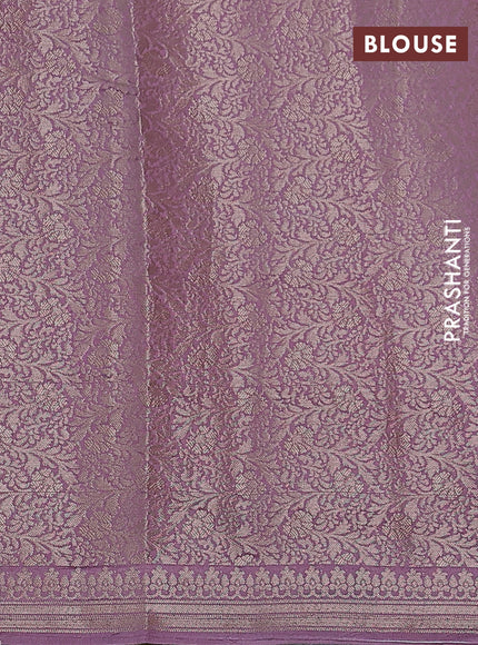 Chiniya silk saree violet shade and mauve pink with woven buttas & digital prints and zari woven border