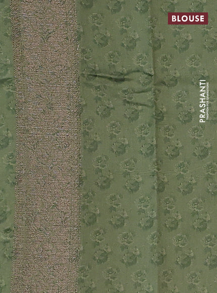 Chiniya silk saree pastel maroon and pastel green with woven buttas & digital prints and zari woven border